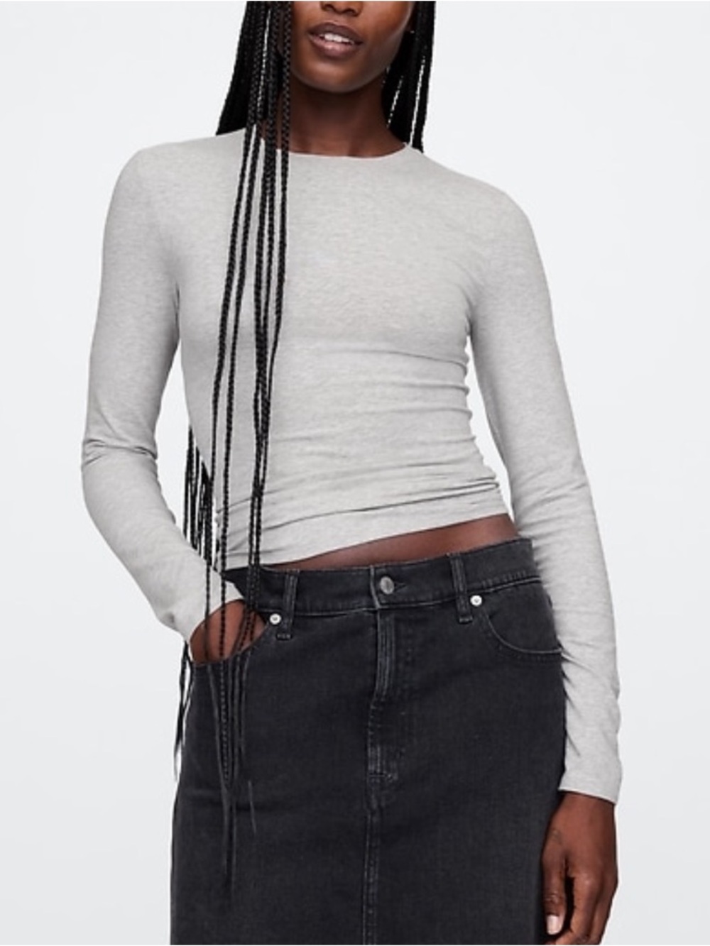 NWT GAP Light Gray Long Sleeve Crewneck Top
